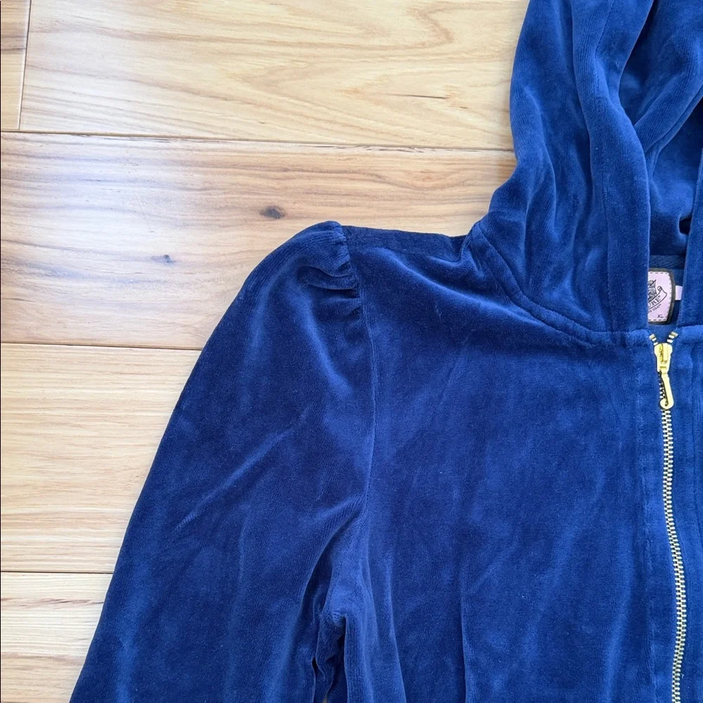 Women's Navy Royal Blue Velour Tracksuit with gold details Top XL Pant M - Picture 8 of 13